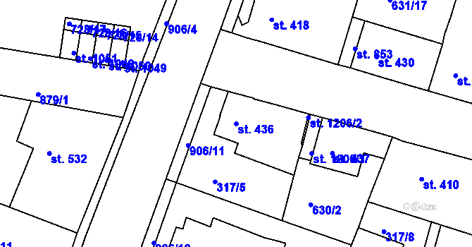 Parcela st. 436 v KÚ Osek u Duchcova, Katastrální mapa