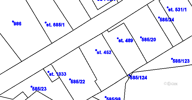 Parcela st. 452 v KÚ Osek u Duchcova, Katastrální mapa