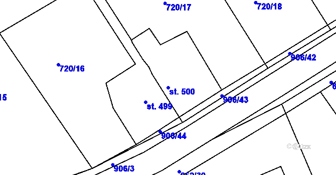 Parcela st. 500 v KÚ Osek u Duchcova, Katastrální mapa