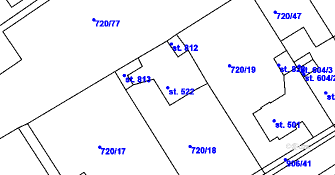 Parcela st. 522 v KÚ Osek u Duchcova, Katastrální mapa