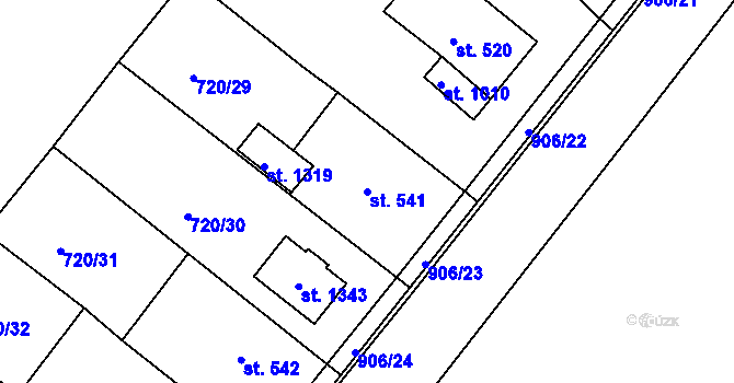 Parcela st. 541 v KÚ Osek u Duchcova, Katastrální mapa