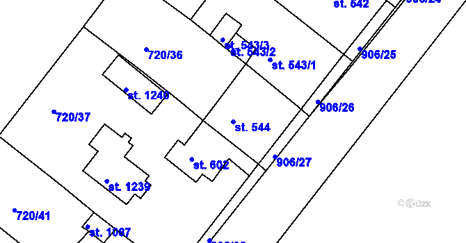 Parcela st. 544 v KÚ Osek u Duchcova, Katastrální mapa
