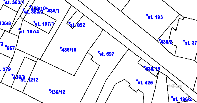 Parcela st. 597 v KÚ Osek u Duchcova, Katastrální mapa