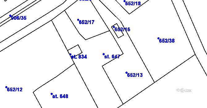 Parcela st. 647 v KÚ Osek u Duchcova, Katastrální mapa