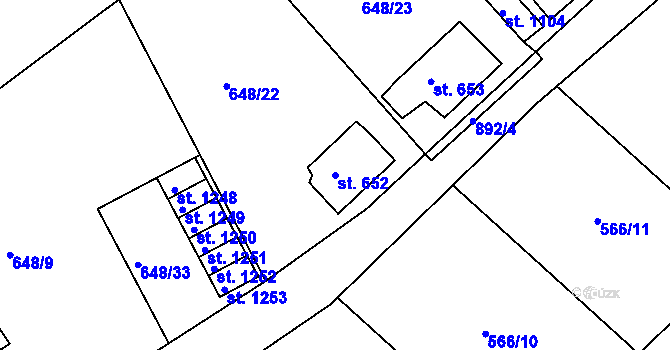 Parcela st. 652 v KÚ Osek u Duchcova, Katastrální mapa
