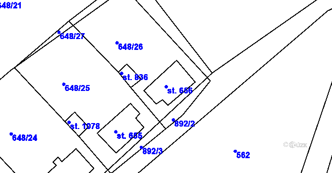 Parcela st. 656 v KÚ Osek u Duchcova, Katastrální mapa