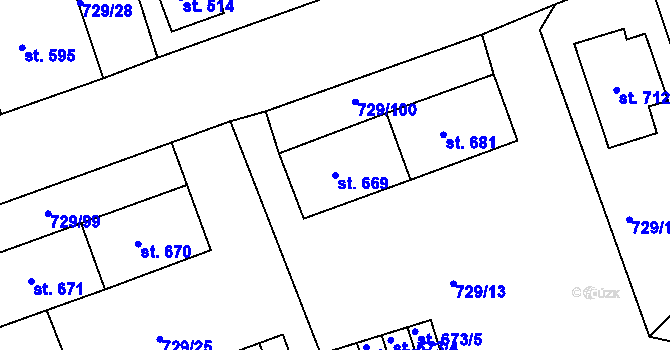 Parcela st. 669 v KÚ Osek u Duchcova, Katastrální mapa