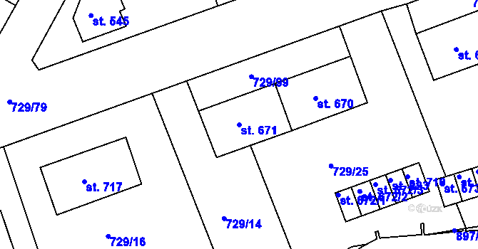 Parcela st. 671 v KÚ Osek u Duchcova, Katastrální mapa