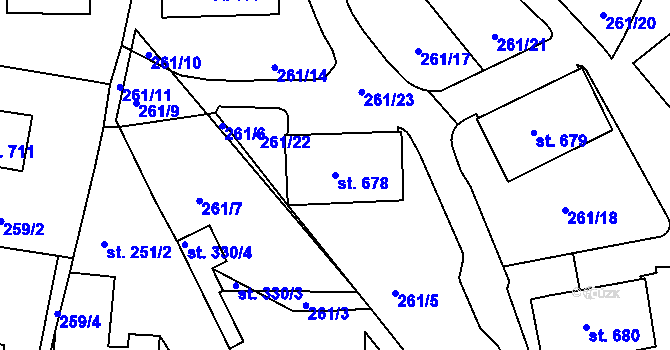 Parcela st. 678 v KÚ Osek u Duchcova, Katastrální mapa