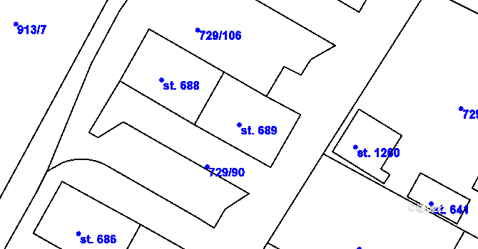 Parcela st. 689 v KÚ Osek u Duchcova, Katastrální mapa