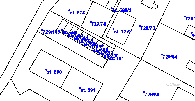 Parcela st. 699 v KÚ Osek u Duchcova, Katastrální mapa