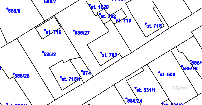 Parcela st. 709 v KÚ Osek u Duchcova, Katastrální mapa