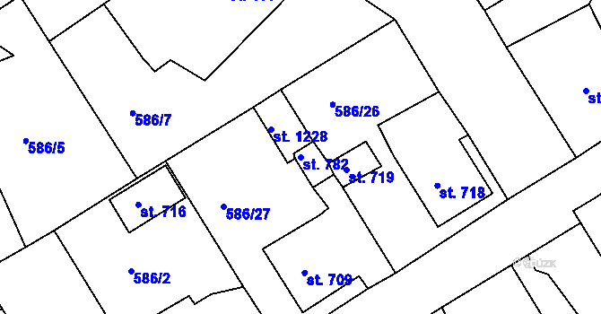 Parcela st. 782 v KÚ Osek u Duchcova, Katastrální mapa