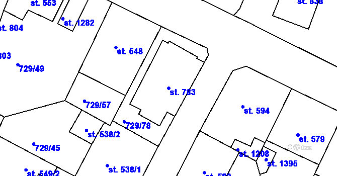 Parcela st. 783 v KÚ Osek u Duchcova, Katastrální mapa