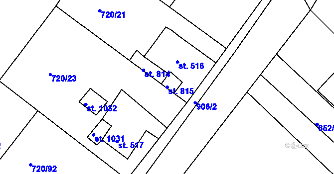 Parcela st. 815 v KÚ Osek u Duchcova, Katastrální mapa