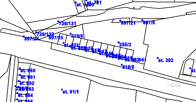 Parcela st. 816 v KÚ Osek u Duchcova, Katastrální mapa