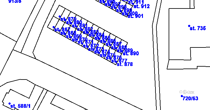 Parcela st. 876 v KÚ Osek u Duchcova, Katastrální mapa