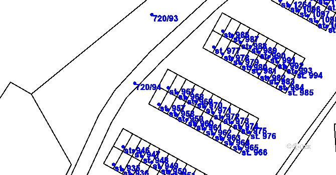 Parcela st. 967 v KÚ Osek u Duchcova, Katastrální mapa
