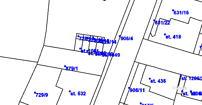 Parcela st. 1049 v KÚ Osek u Duchcova, Katastrální mapa
