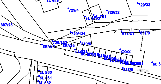 Parcela st. 219/6 v KÚ Osek u Duchcova, Katastrální mapa