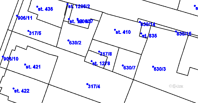 Parcela st. 317/8 v KÚ Osek u Duchcova, Katastrální mapa