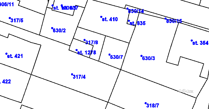 Parcela st. 317/14 v KÚ Osek u Duchcova, Katastrální mapa