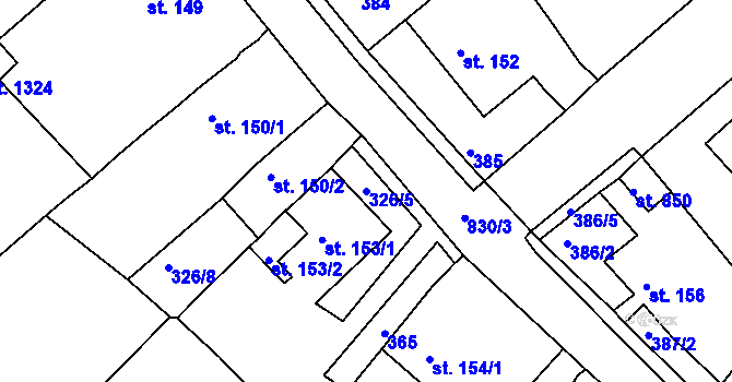 Parcela st. 326/5 v KÚ Osek u Duchcova, Katastrální mapa