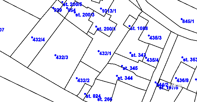 Parcela st. 432/1 v KÚ Osek u Duchcova, Katastrální mapa