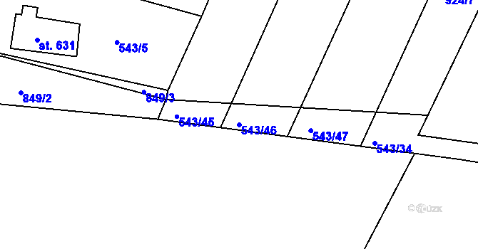 Parcela st. 543/46 v KÚ Osek u Duchcova, Katastrální mapa