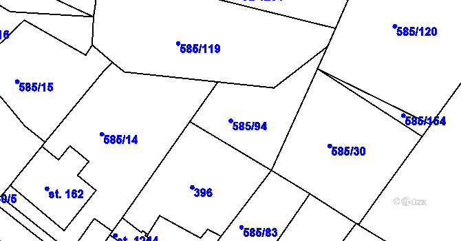 Parcela st. 585/94 v KÚ Osek u Duchcova, Katastrální mapa
