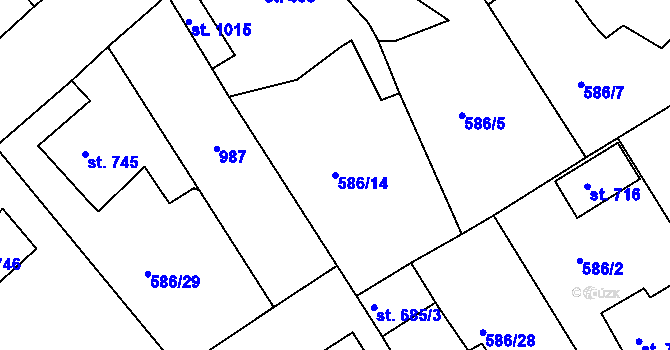 Parcela st. 586/14 v KÚ Osek u Duchcova, Katastrální mapa