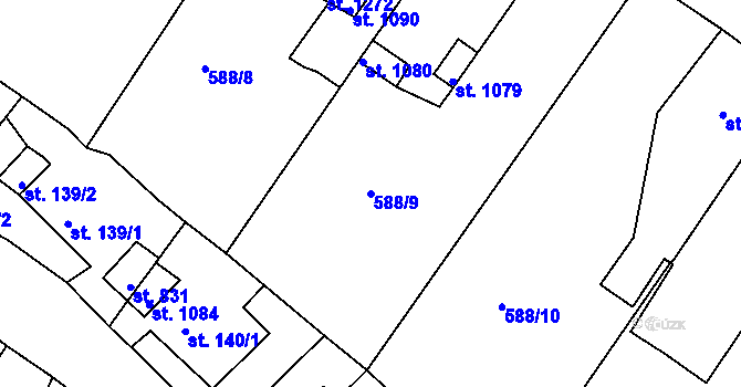 Parcela st. 588/9 v KÚ Osek u Duchcova, Katastrální mapa