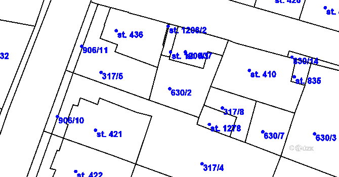 Parcela st. 630/2 v KÚ Osek u Duchcova, Katastrální mapa