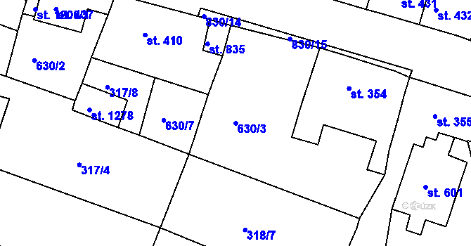 Parcela st. 630/3 v KÚ Osek u Duchcova, Katastrální mapa