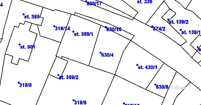 Parcela st. 630/4 v KÚ Osek u Duchcova, Katastrální mapa