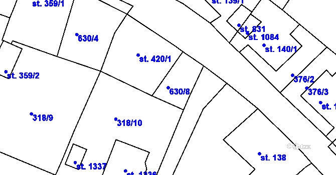 Parcela st. 630/8 v KÚ Osek u Duchcova, Katastrální mapa