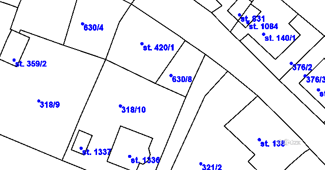 Parcela st. 630/9 v KÚ Osek u Duchcova, Katastrální mapa