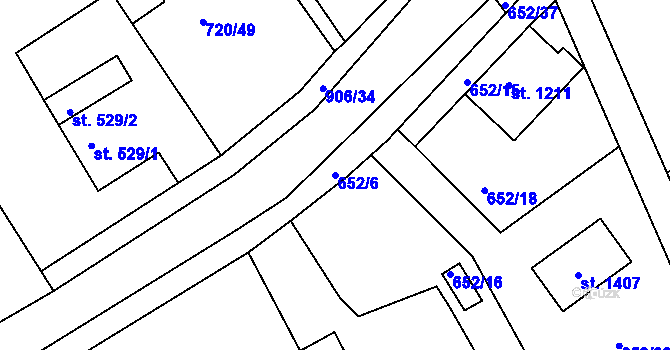Parcela st. 652/6 v KÚ Osek u Duchcova, Katastrální mapa
