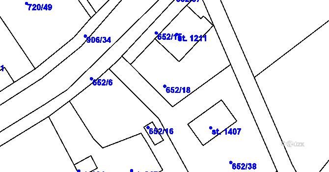 Parcela st. 652/18 v KÚ Osek u Duchcova, Katastrální mapa