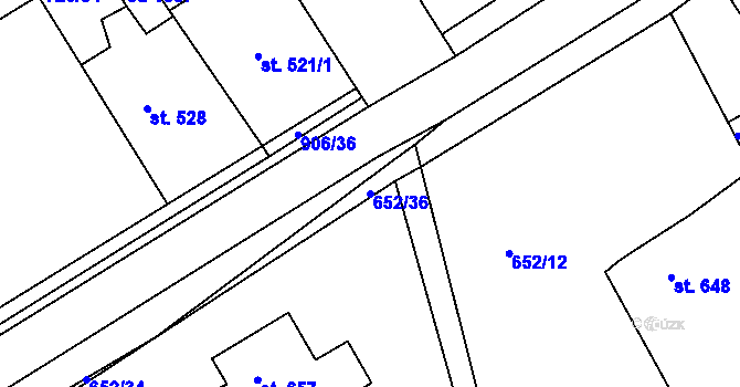 Parcela st. 652/36 v KÚ Osek u Duchcova, Katastrální mapa