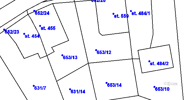 Parcela st. 653/12 v KÚ Osek u Duchcova, Katastrální mapa
