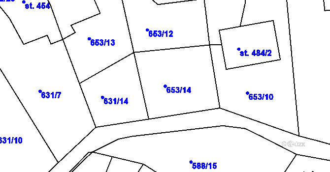 Parcela st. 653/14 v KÚ Osek u Duchcova, Katastrální mapa