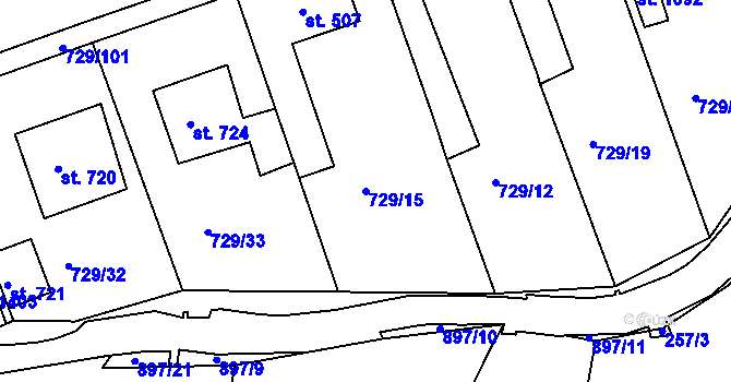 Parcela st. 729/15 v KÚ Osek u Duchcova, Katastrální mapa