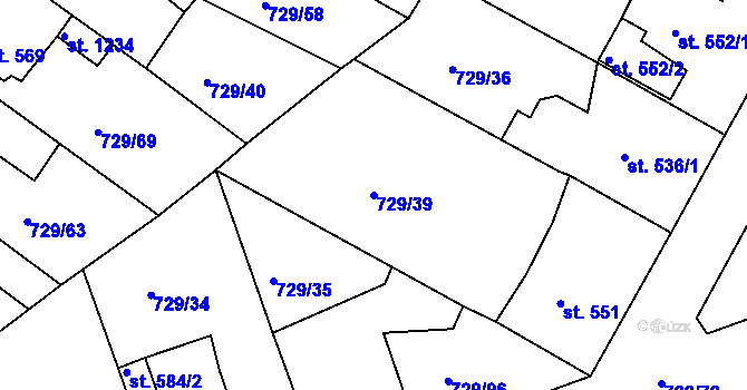 Parcela st. 729/39 v KÚ Osek u Duchcova, Katastrální mapa