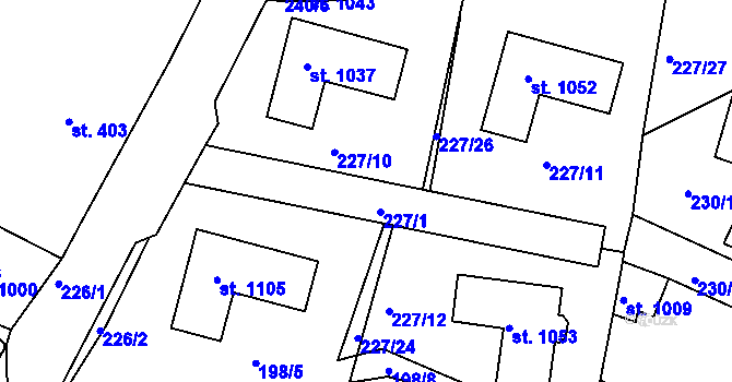 Parcela st. 227/14 v KÚ Osek u Duchcova, Katastrální mapa
