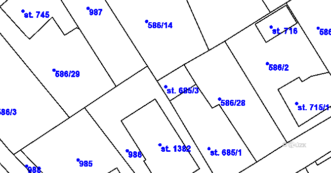 Parcela st. 685/3 v KÚ Osek u Duchcova, Katastrální mapa