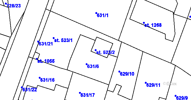Parcela st. 523/2 v KÚ Osek u Duchcova, Katastrální mapa