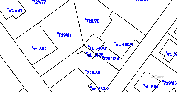 Parcela st. 640/3 v KÚ Osek u Duchcova, Katastrální mapa