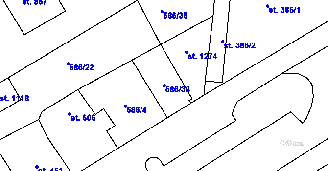 Parcela st. 586/38 v KÚ Osek u Duchcova, Katastrální mapa