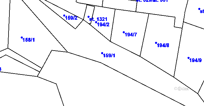 Parcela st. 159/1 v KÚ Osek u Duchcova, Katastrální mapa